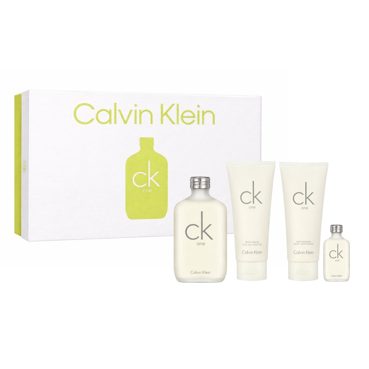 Calvin Klein One Gift Set (Perfume + Body Wash + Body Moisturizer) for Men and Women