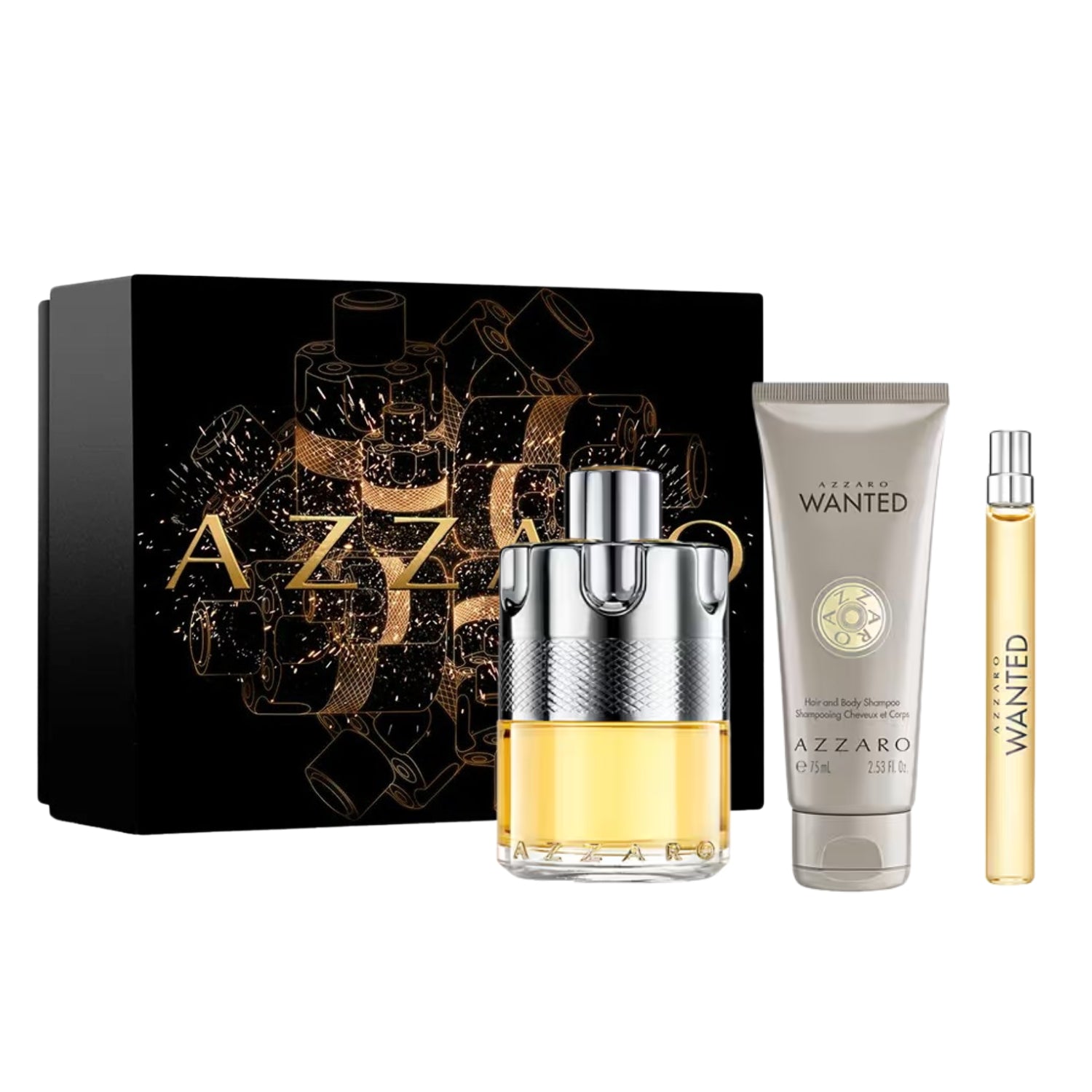 Azzaro Wanted Gift Set (EDT + Hair & Body Wash + Travel Spray) For Men