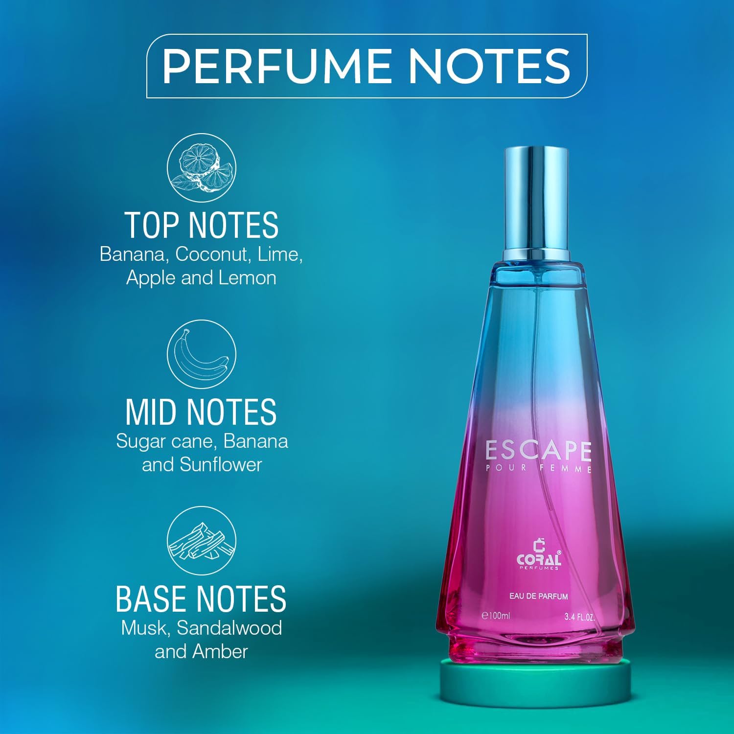 Coral Ruby Perfume 100ml for Women + FREE Escape Pour Femme 100ml (Worth ₹999)