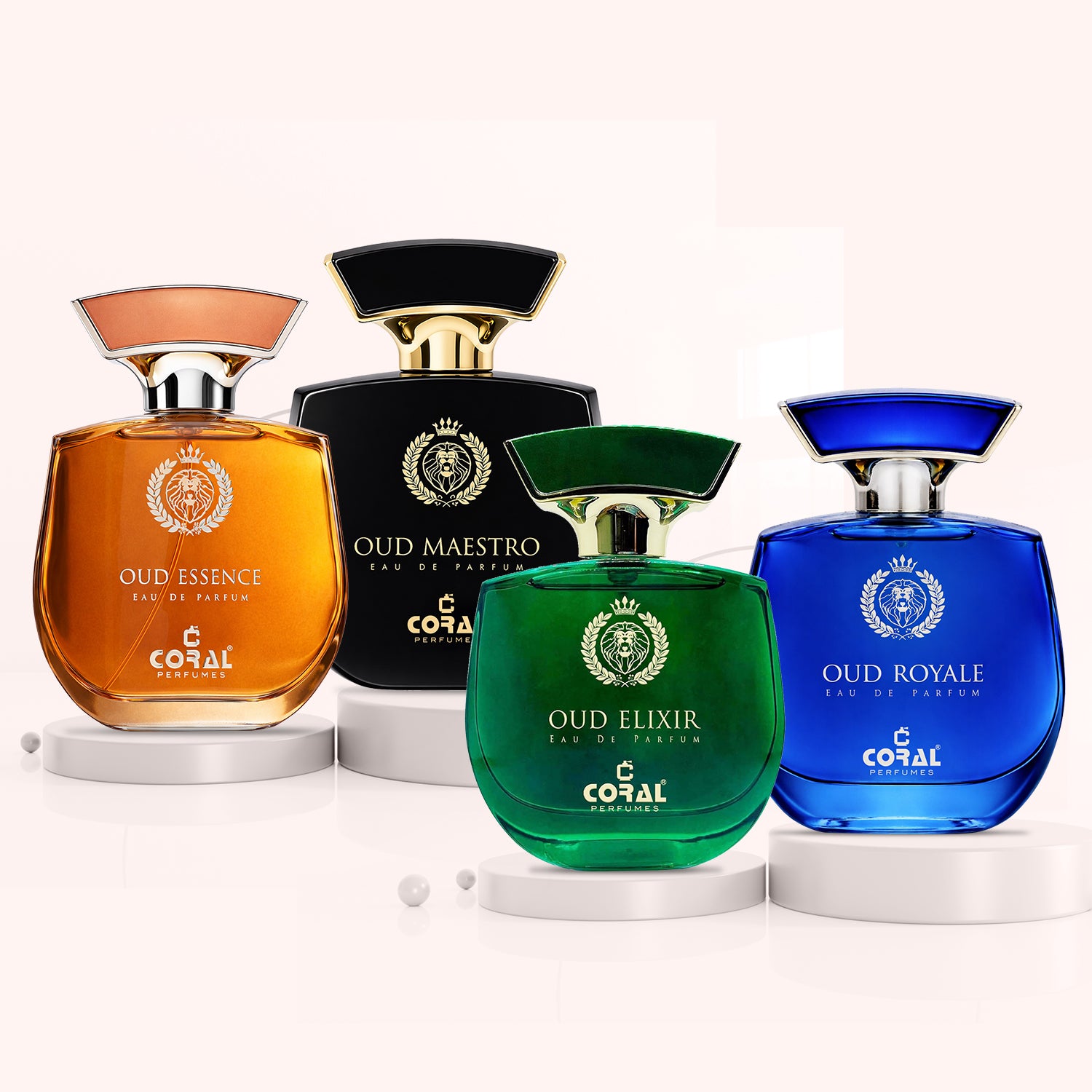 Coral Perfumes Unisex Oud Series Combo – Oud Royale, Oud Maestro, Oud Essence & Oud Elixir