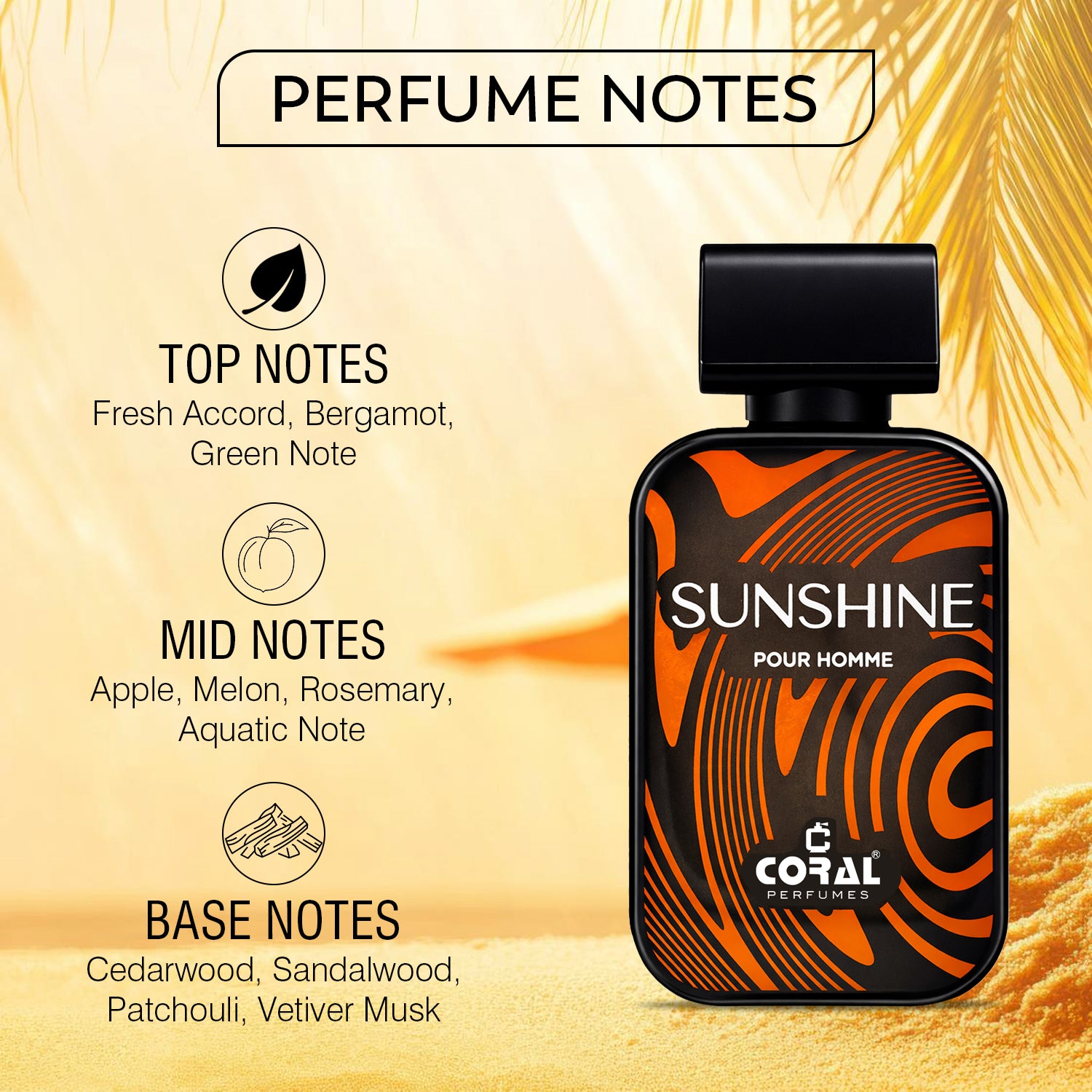 Coral Men's Signature Trio Perfume Set – Sunshine, Divine & Heaven Pour Homme EDP (100ml Each)